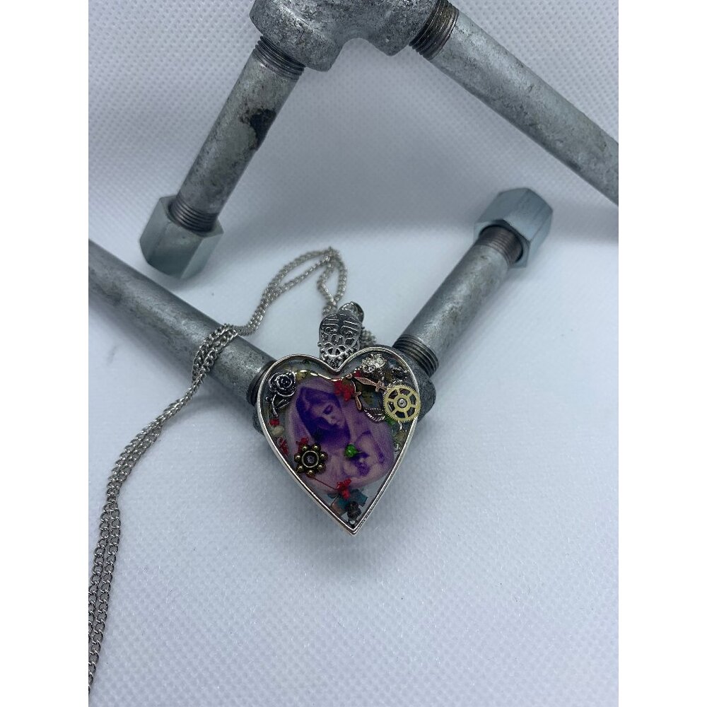Women and Baby Heart shaped Steampunk Antique Necklace